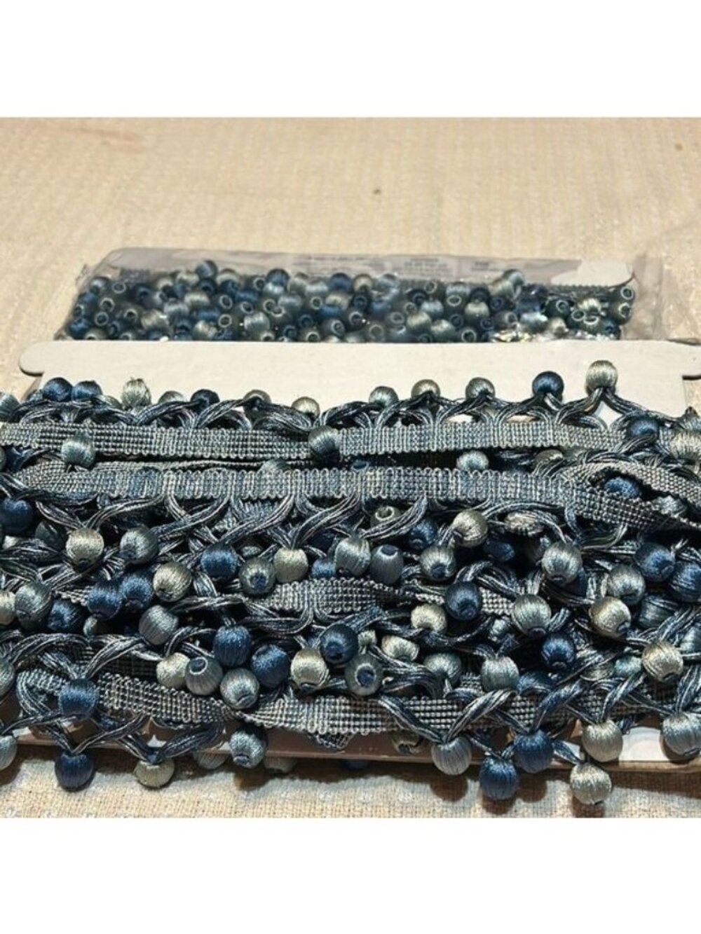 2 Ball Fringe Trim 1-5/8" x 12 Yards Blue Plastic Polyester Sewing Crafting
